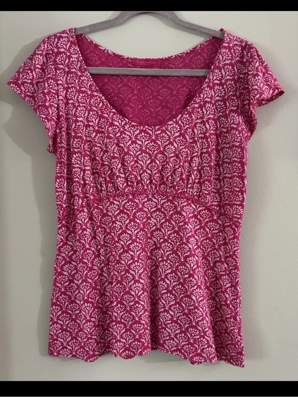 Fresh Produce Pink Short Sleeve Scoop Neck Top USA Made Womens Size Small